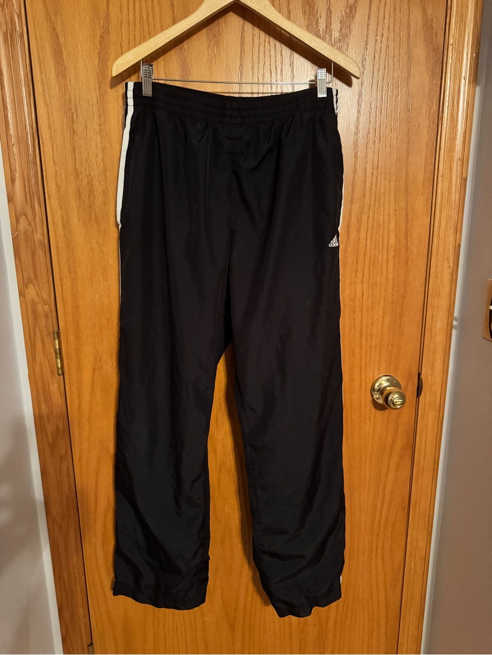 Adidas Black Track Pants with White Stripe